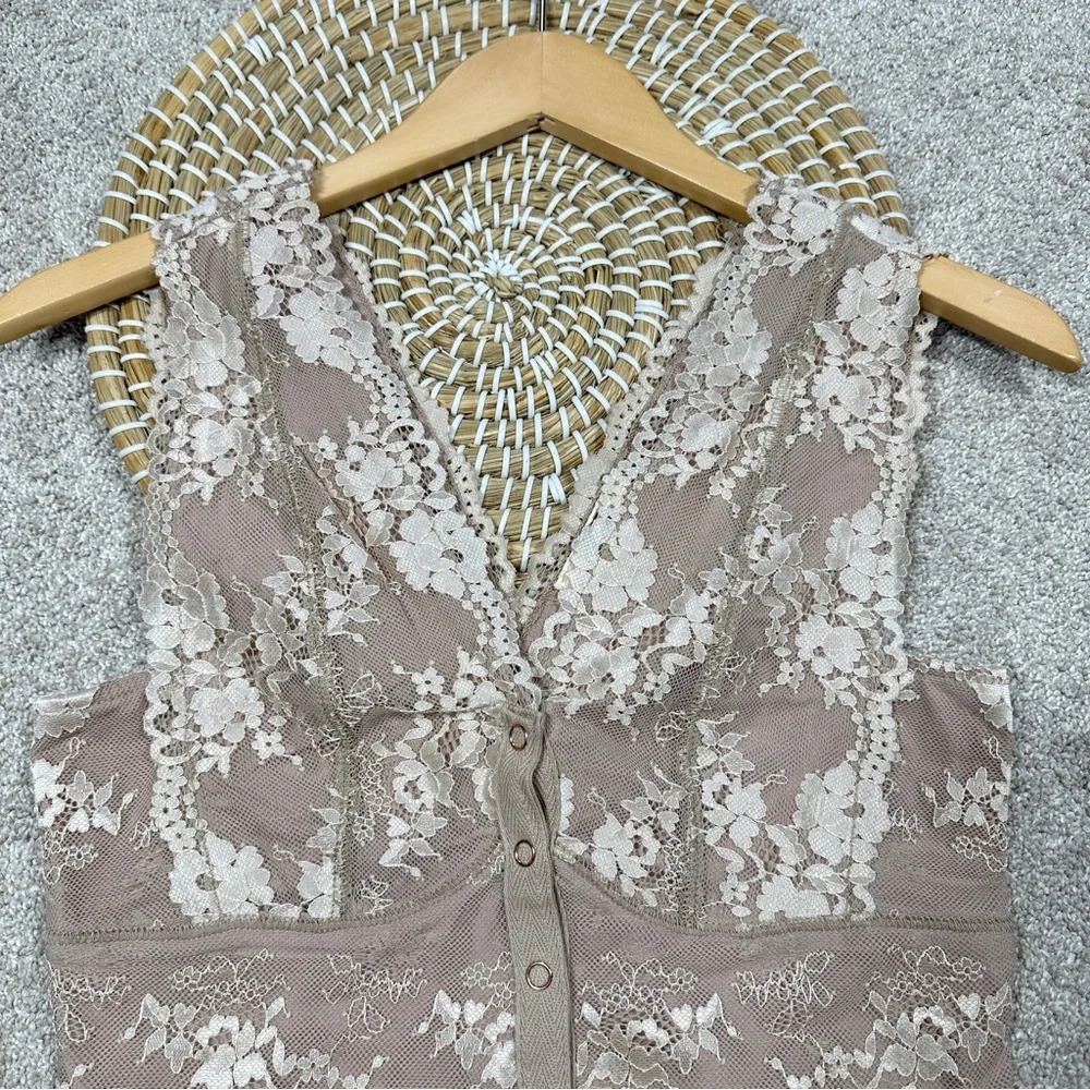 Gimmicks by BKE Floral Mesh Lace Tank Top Cream Valentine Cottagecore Size XS - Picture 5 of 14